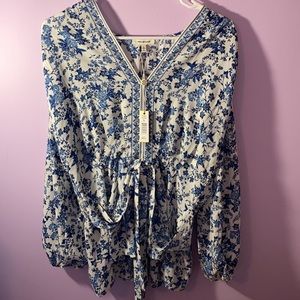 Blue Floral Blouse